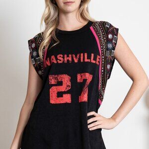 Nashville Graphic Top with Contrast Sleeve